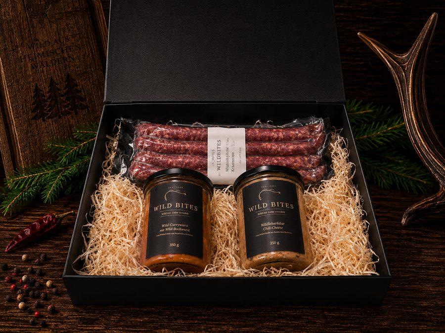 Wild Bites Geschenkbox mit 2 Gläsern und Pfefferbeißer